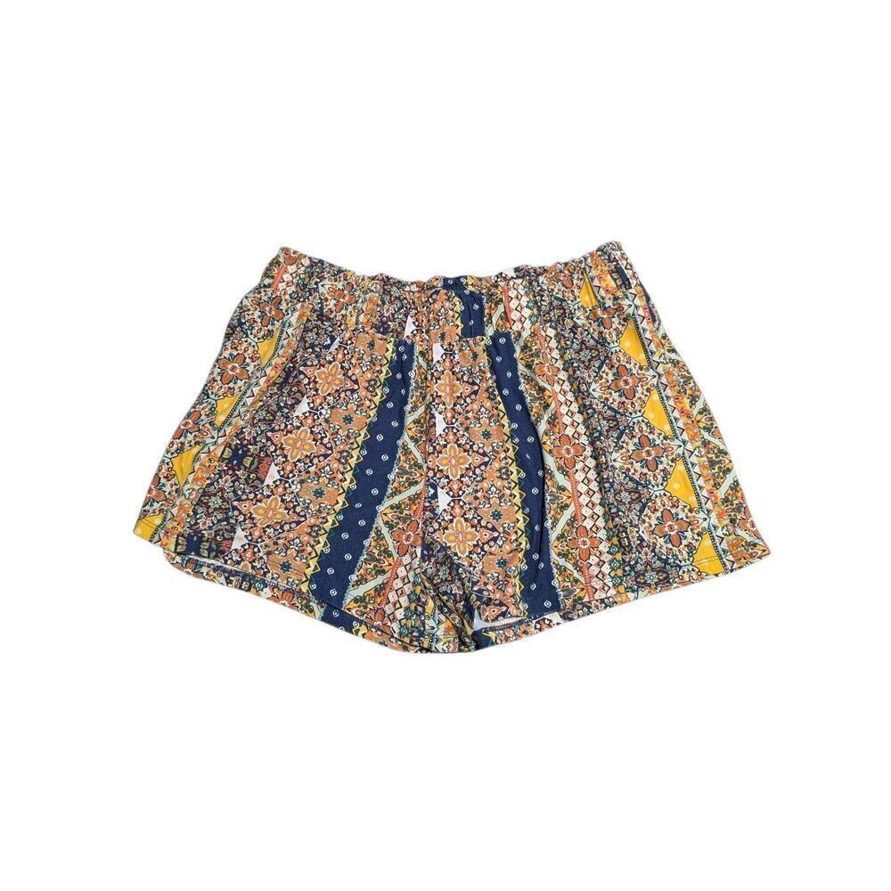 Bobbie Brooks Super Soft Shorts Stretch Boho Floral Stripe Gypsy Elastic Women's
